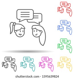 girlfriends talk multi color style icon. Simple thin line, outline vector of friendship icons for ui and ux, website or mobile application