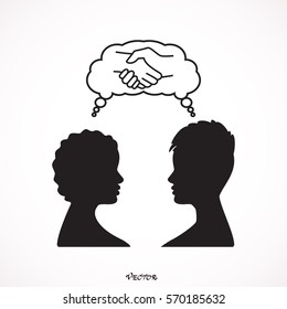 Girlfriends, two women, talking to each other, speech bubbles,  Icon Isolated on White Background.
