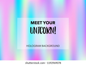 Girlie Hologram Gradient Vector Background. Soft Trendy Tender Pearlescent Rainbow Overlay. Vibrant Holographic Princess, Fairytale, Cute Girlie Wallpaper. Unicorn Fairy Tale Neon Hologram Gradient