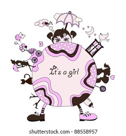 girlish cartoon world with space for your message
