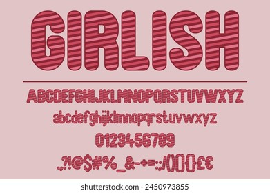 Girlish Coquette Color Font Set. Stylish Typography Design