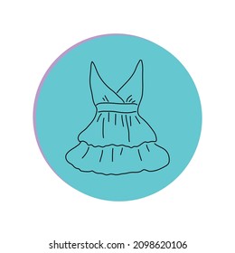 girlish dress on a round background, icon.Decorative decoration. a design element . vector illustration on a white background.print.social networks