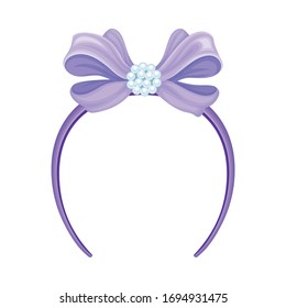 Girlish Headband with Bow for Doing Hair Vector Illustration