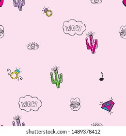 Girlish repeat print for fashion textile, clothes, wrapping paper. Cartoon seamless pattern.