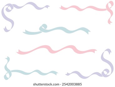 Girlish ribbon silhouette frameset. Vector data.