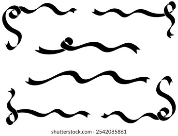 Girlish ribbon silhouette frameset. Vector data.