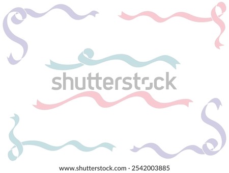 Girlish ribbon silhouette frameset. Vector data.