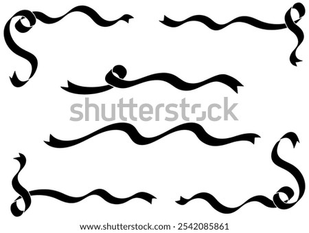 Girlish ribbon silhouette frameset. Vector data.