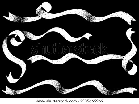 Girlish ribbon silhouette frameset. Vector data.