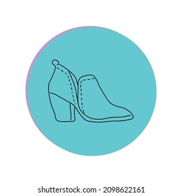 girlish shoe on a round background, icon.Decorative decoration. a design element . vector illustration on a white background.print.social networks