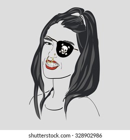 the girl-pirate with eye patch