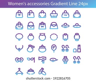 Girls accessories gradient style, editable and color changeable