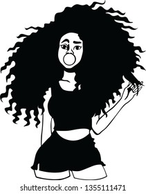 girls with afro vector black