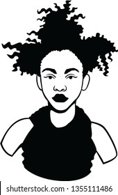 girls with afro vector black