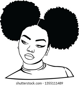 girls with afro vector black