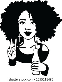 girls with afro vector black