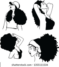 girls with afro vector black