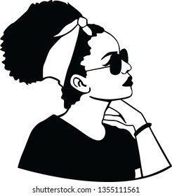 girls with afro vector black