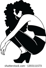 girls with afro vector black