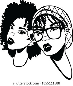 girls with afro vector black