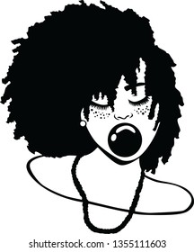 girls with afro vector black