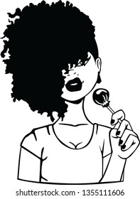 girls with afro vector black