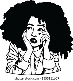 girls with afro vector black