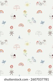 Girls all over print. digital print, repeat design, block print etc