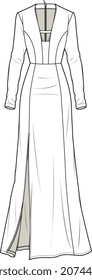 GIRLS ANDS WOMEN WEAR LONG DRESSES KNIT AND WOVEN DRESS VECTOR SKETCH