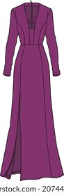 GIRLS ANDS WOMEN WEAR LONG DRESSES KNIT AND WOVEN DRESS VECTOR SKETCH