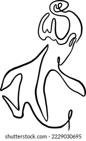 girl's back one line vector illustration art
