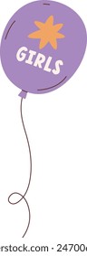Girls Balloon On Rope Vector Illustration
