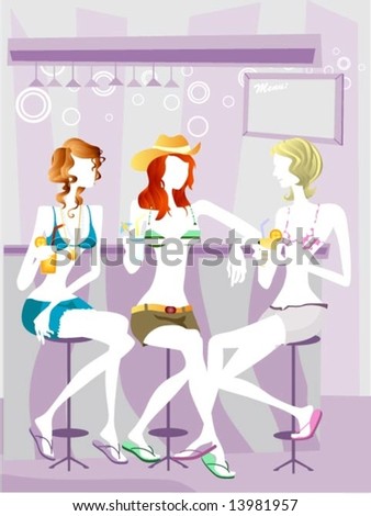 Girls at the Bar - Vector