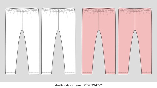 Girls Basic Capri Pant Flat Sketch