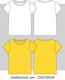 Girls basic short sleeve t shirt flat sketch