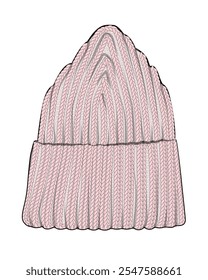 Meninas beanie modelo de maquete vetor desenho plano.