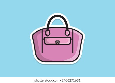 Niñas Hermosa Handbag o Purse diseño gráfico vectorial. Concepto de icono de objetos de moda de belleza. Icono del logo del diseño de la pegatina de la nueva llegada de las mujeres del partido.