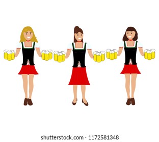 Girls with beer at the Oktoberfest 
