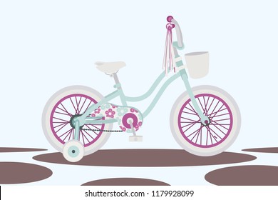 Girl's bicycle on abstract background vector illustration