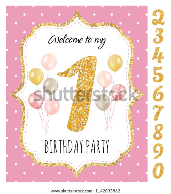 Girls Birthday Invitation Birthday Party Set Stock Vector (Royalty Free ...