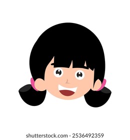 girls black hair different postures with various emotions.