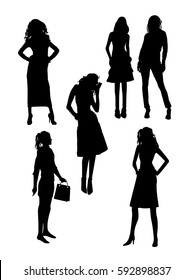 Girls Black Silhouettes Stock Vector (Royalty Free) 592898837 ...