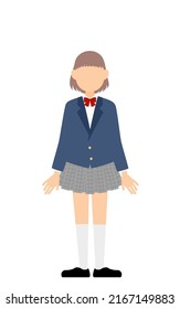 Girls, blazer uniform, Stand on a stick with your hands down.