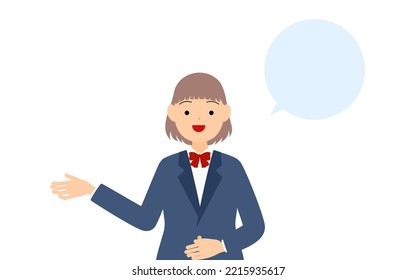 Girls, blazer uniform, Talk to me (with speech bubble)