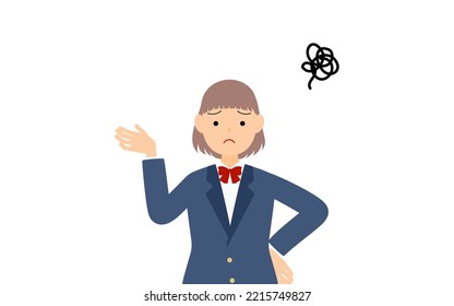 Girls, blazer uniform, Worry with your head