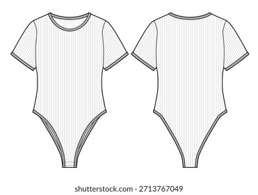 Girls bodysuit vector design technical flat drawing.