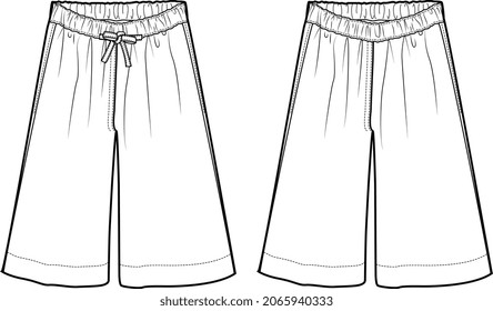 Girls Bottom Wear Technical Flat Sketch Stock Vector (Royalty Free ...