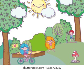 girls and boy playing and entertainment adventure