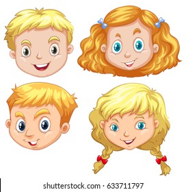 Girls and boys with blond hair illustration