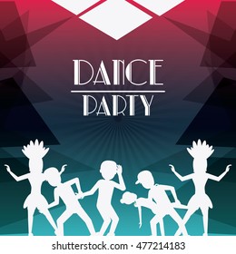 girls boys cartoons avatar dancer dance studio academy advertising icon. Silhouette design. Polygonal background. Vector illustration